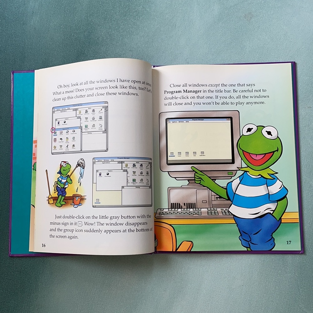 Vintage 1993 Kermit Learns Windows Book - Gem